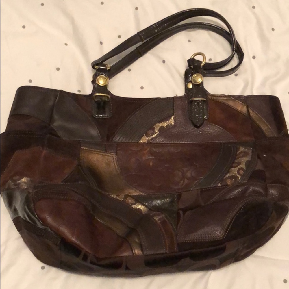 Coach Ocelot Patchwork East/West Tote Handbag